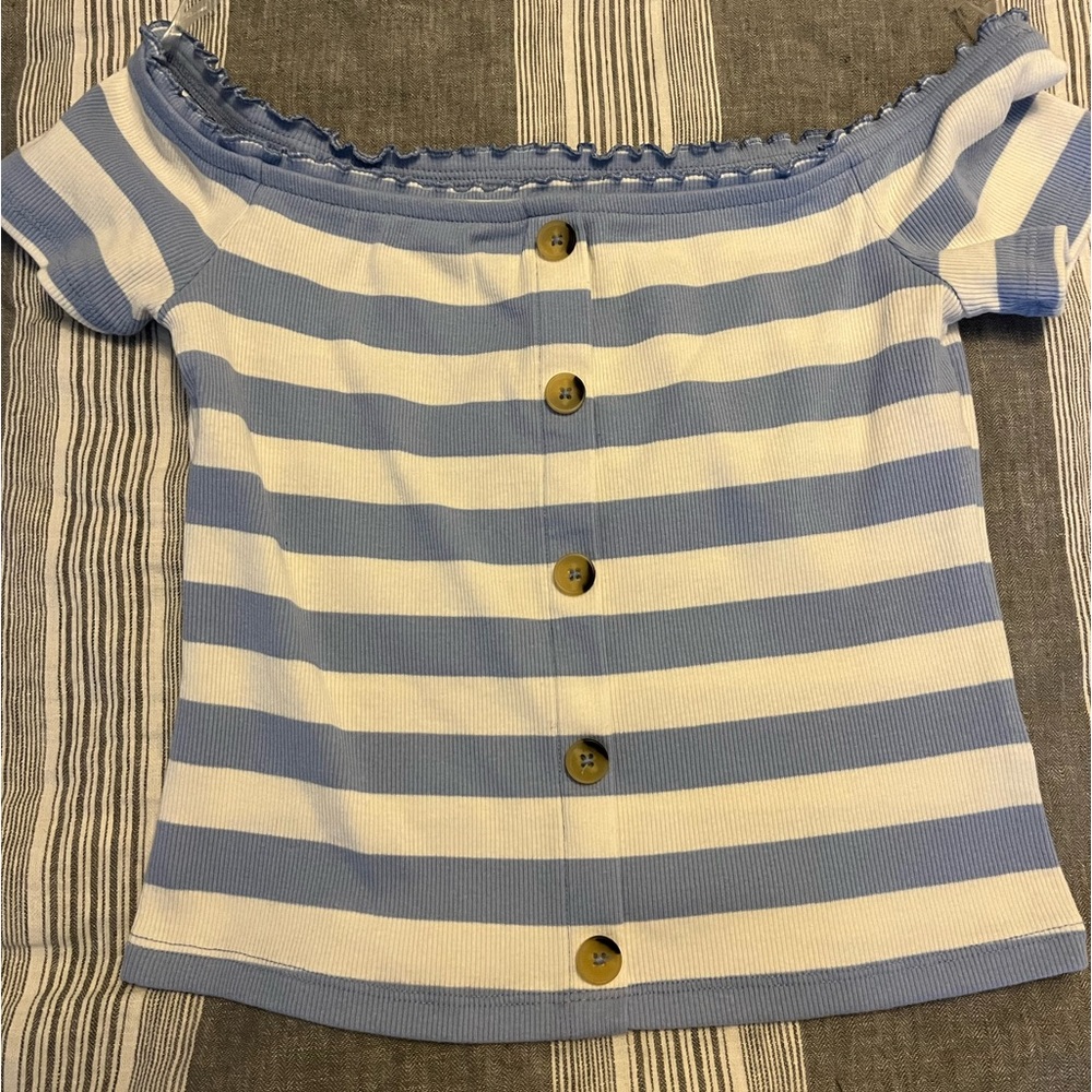 Aeropostale Blue and White Striped Top - Size M